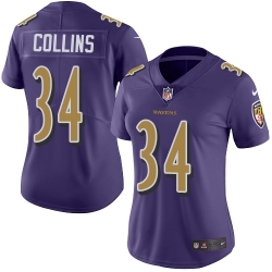 Nike Ravens #34 Alex Collins Purple Womens Stitched NFL Limited Rush Jersey