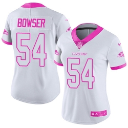 Nike Ravens #54 Tyus Bowser White Pink Womens Stitched NFL Limited Rush Fashion Jersey