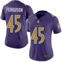 Ravens 45 Jaylon Ferguson Purple Women Stitched Football Limited Rush Jersey