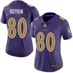 Ravens 80 Miles Boykin Purple Women Stitched Football Limited Rush Jersey