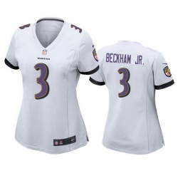 Women Baltimore Ravens 3 Odell Beckham Jr  White Football Jersey