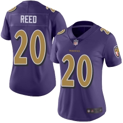 Women Ravens 20 Ed Reed Purple Stitched Football Limited Rush Jersey