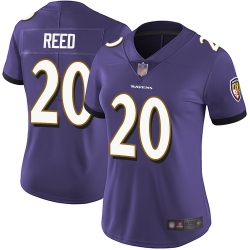 Women Ravens 20 Ed Reed Purple Team Color Stitched Football Vapor Untouchable Limited Jersey