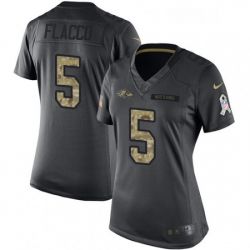 Womens Nike Baltimore Ravens 5 Joe Flacco Limited Black 2016 Salute to Service NFL Jersey