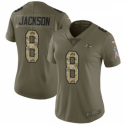 Womens Nike Baltimore Ravens 8 Lamar Jackson Limited OliveCamo Salute to Service NFL Jersey