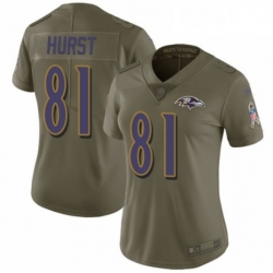 Womens Nike Baltimore Ravens 81 Hayden Hurst Limited Olive 2017 Salute to Service NFL Jersey