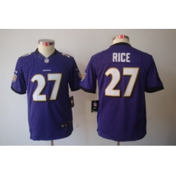 Nike Youth Baltimore Ravens #27 Rice Purple Color[Youth Limited Jerseys]