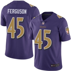 Ravens 45 Jaylon Ferguson Purple Youth Stitched Football Limited Rush Jersey