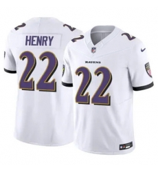 Youth Baltimore Ravens 22 Derrick Henry 2023 F U S E White Vapor Limited Football Stitched Jersey