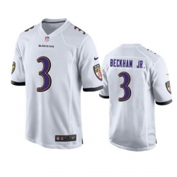 Youth Baltimore Ravens 3 Odell Beckham Jr  White Stitched Game Jersey