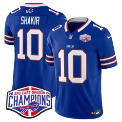 Men Buffalo Bills 10 Khalil Shakir Royal F U S E  2024 AFC East Division Champions Vapor Limited Stitched Football Jersey