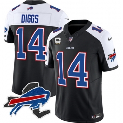 Men Buffalo Bills 14 Stefon Diggs Black White 2023 F U S E  New York Patch And 3 Star C Patch Vapor Untouchable Limited Stitched Football JerseyS