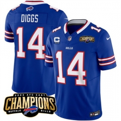 Men Buffalo Bills 14 Stefon Diggs Blue 2023 F U S E  AFC East Champions With 3 Star C Ptach Stitched Football Jersey