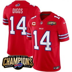 Men Buffalo Bills 14 Stefon Diggs Red 2023 F U S E  AFC East Champions With 3 Star C Ptach Stitched Football Jersey
