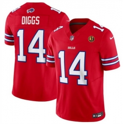 Men Buffalo Bills 14 Stefon Diggs Red 2023 F U S E  With John Madden Patch Vapor Limited Stitched Football Jersey