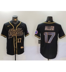 Men Buffalo Bills 17 Josh Allen Black Cool Base Stitched Baseball Jersey 8