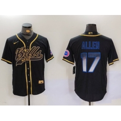 Men Buffalo Bills 17 Josh Allen Black Cool Base Stitched Baseball Jersey 9