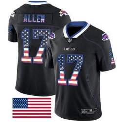 Men Buffalo Bills 17 Josh Allen Black USA Flag Fashion Limited Stitched Jersey
