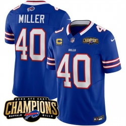 Men Buffalo Bills 40 Von Miller Blue 2023 F U S E  AFC East Champions With 4 Star C Ptach Stitched Football Jersey