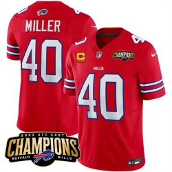 Men Buffalo Bills 40 Von Miller Red 2023 F U S E  AFC East Champions With 4 Star C Ptach Stitched Football Jersey