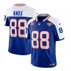 Men Buffalo Bills 88 Dawson Knox Blue White 35th And 75th Patch 2023 F U S E  Throwback Vapor Untouchable Limited Stitched Jersey