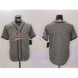 Men Buffalo Bills Grey Team Blank Cool Base Stitched Baseball Jersey 8