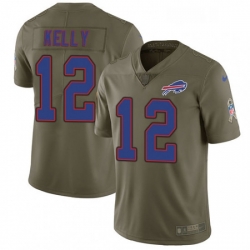 Mens Nike Buffalo Bills 12 Jim Kelly Limited Olive 2017 Salute to Service NFL Jersey