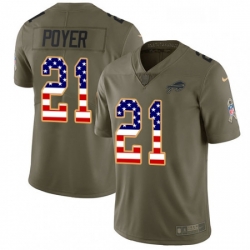 Mens Nike Buffalo Bills 21 Jordan Poyer Limited OliveUSA Flag 2017 Salute to Service NFL Jersey