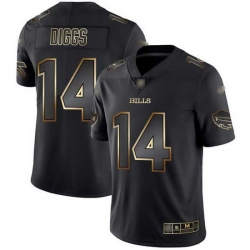 Nike Bills 14 Stefon Diggs Black Gold Men Stitched NFL Vapor Untouchable Limited Jersey