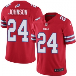 Nike Bills #24 Taron Johnson Red Mens Stitched NFL Limited Rush Jersey