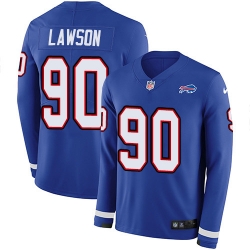 Nike Bills 90 Shaq Lawson Royal Blue Team Color Men s Stitched NFL Limited Therma Long Sleeve Jersey