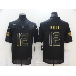 Nike Buffalo Bills 12 Jim Kelly Black 2020 Salute To Service Limited Jersey