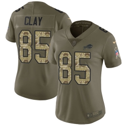 Nike Bills #85 Charles Clay Olive Camo Womens Stitched NFL Limited 2017 Salute to Service Jersey