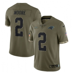 Men Carolina Panthers 2 D  Moore Olive 2022 Salute To Service Limited Stitched Jersey