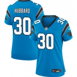 Men Carolina Panthers 30 Chuba Hubbard Blue 2023 F U S E  Vapor Limited Stitched Football Jersey