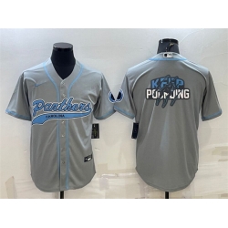 Men Carolina Panthers Grey Team Big Logo With Patch Cool Base Stitched Baseball Jersey