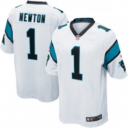 Mens Nike Carolina Panthers 1 Cam Newton Game White NFL Jersey