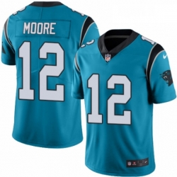 Mens Nike Carolina Panthers 12 DJ Moore Blue Alternate Vapor Untouchable Limited Player NFL Jersey