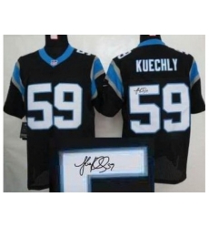 Nike Carolina Panthers 59 Kuechly Black Elite Signed NFL Jersey