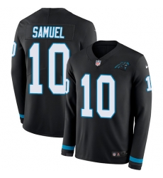 Nike Panthers #10 Curtis Samuel Black Team Color Men Stitched NFL Limited Therma Long Sleeve Jersey