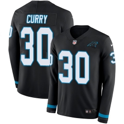 Nike Panthers #30 Stephen Curry Black Team Color Men Stitched NFL Limited Therma Long Sleeve Jersey