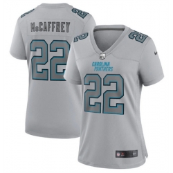Women Carolina Panthers 22 Christian McCaffrey Grey Atmosphere Fashion Stitched Game Jersey