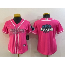 Women Carolina Panthers Pink Team Big Logo With Patch Cool Base Stitched Baseball Jersey