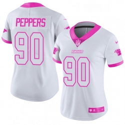 Womens Nike Carolina Panthers 90 Julius Peppers Limited WhitePink Rush Fashion NFL Jersey