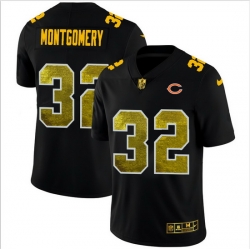 Chicago Bears 32 David Montgomery Men Black Nike Golden Sequin Vapor Limited NFL Jersey