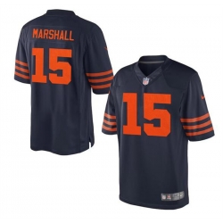 Men Chicago Bears 15 Brandon Marshall Navy Blue Game Stitched Football Jersey