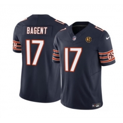 Men Chicago Bears 17 Tyson Bagent Navy 2023 F U S E  With John Madden Patch Vapor Limited Stitched Football Jersey