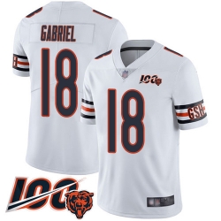 Men Chicago Bears 18 Taylor Gabriel White Vapor Untouchable Limited Player 100th Season Football Jersey 