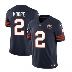 Men Chicago Bears 2 DJ Moore Navy 2023 F U S E  Throwback Limited Stitched Football Jersey