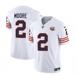 Men Chicago Bears 2 DJ Moore White 2023 F U S E  Throwback Limited Stitched Football Jersey